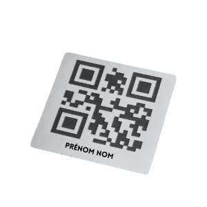 Plaque QR code gravée - Carré (argent) format 4x4 cm
