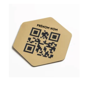 Plaque QR Code hexagonale gravée (bronze) format 5x5 cm