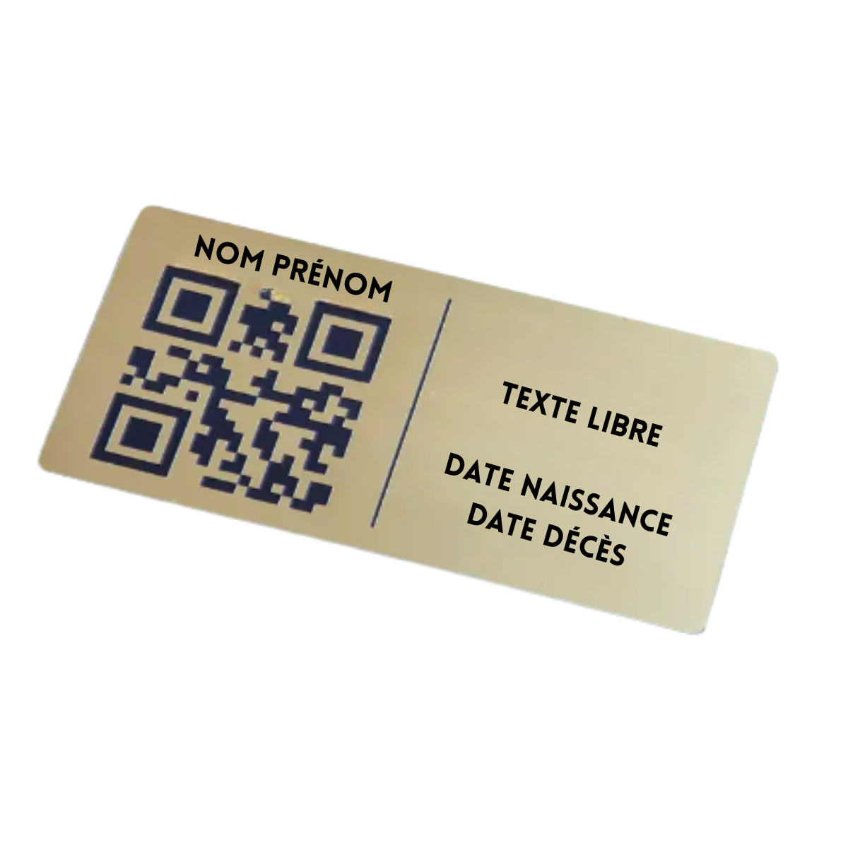 Plaque QR code – Rectangle + Texte (4 x 6 cm) (bronze)