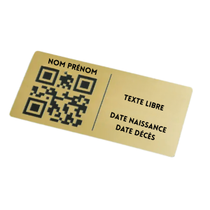 Plaque QR code - Rectangle + Texte (4 x 6 cm) (or)